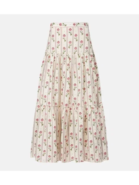 Maxi fusta maxi Agua By Agua Bendita de in cu model floral alb