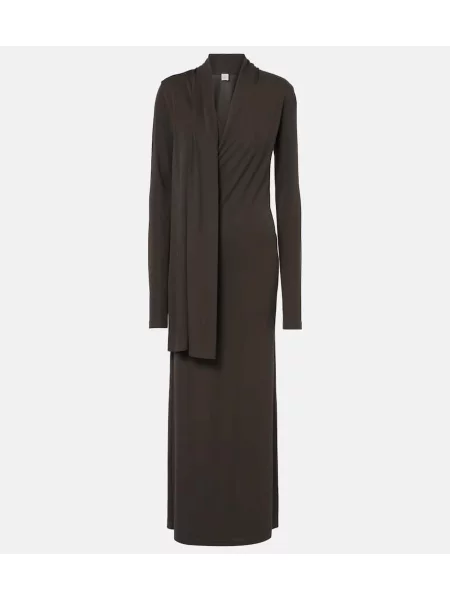 Rochie maxi Toteme din jerseu de costum gri
