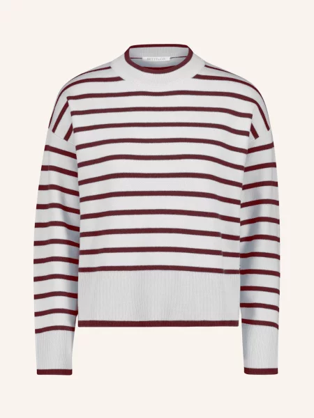 Betty&Co Sweter Z Dzianiny W Paski beige beżowy