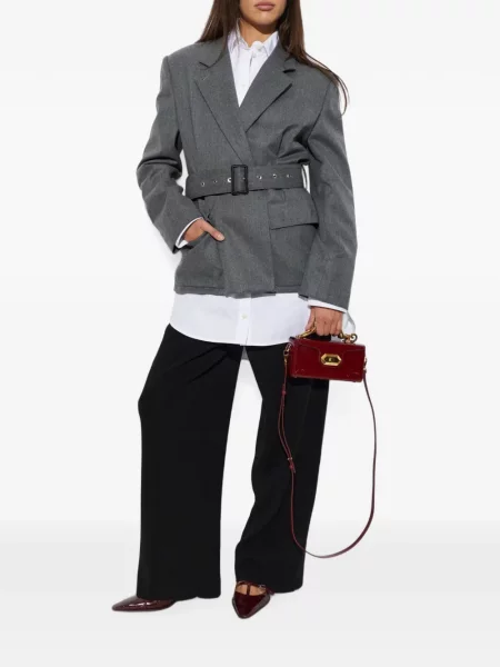 Cu centură sacou Lanvin de lână gri
