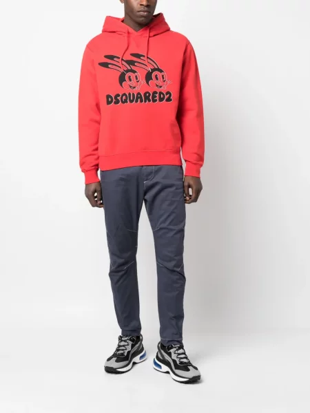 Raštuotas džemperis su gobtuvu Dsquared2 raudona