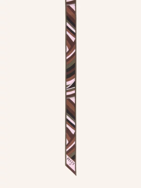Pucci Hedvábný Šátek khaki / světle růžová černá