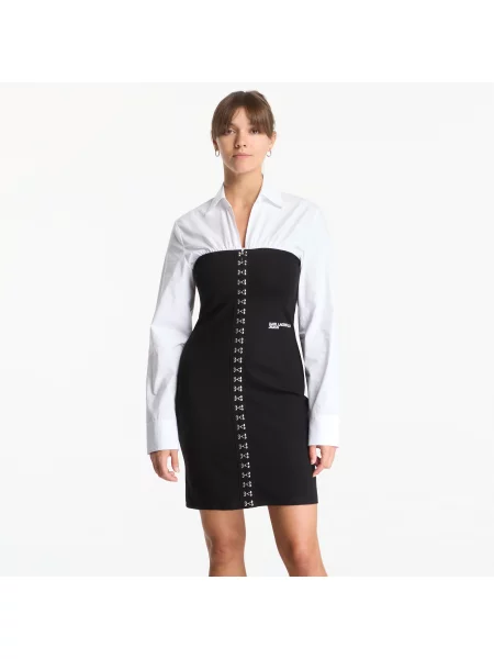 Дънкова рокля Karl Lagerfeld Jeans поплин черно