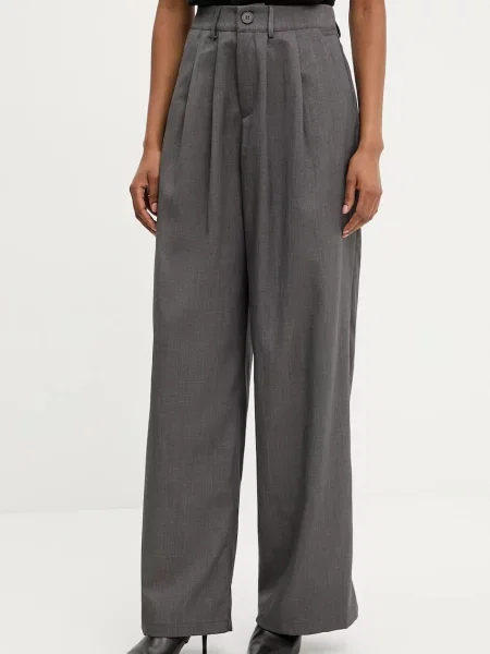 Hlače Answear.LAB široke visoki struk siva