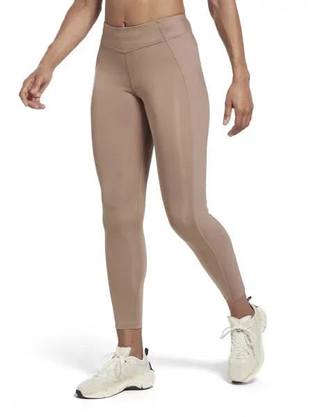 Yoga pantaloni Reebok Sport cu nervuri bej