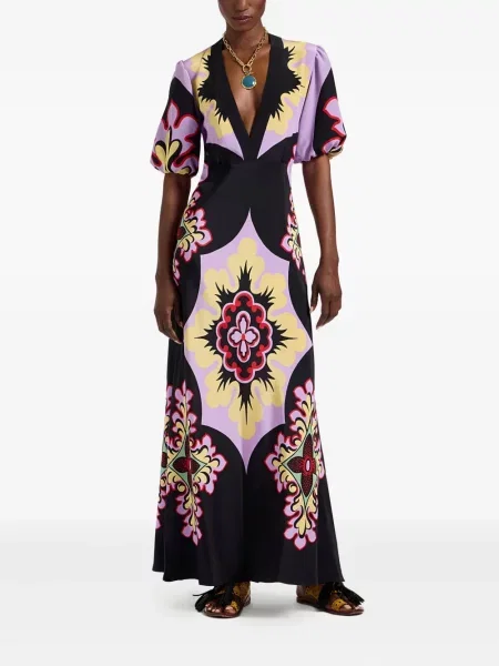Rochie La Doublej cu model floral cu imagine de costum violet