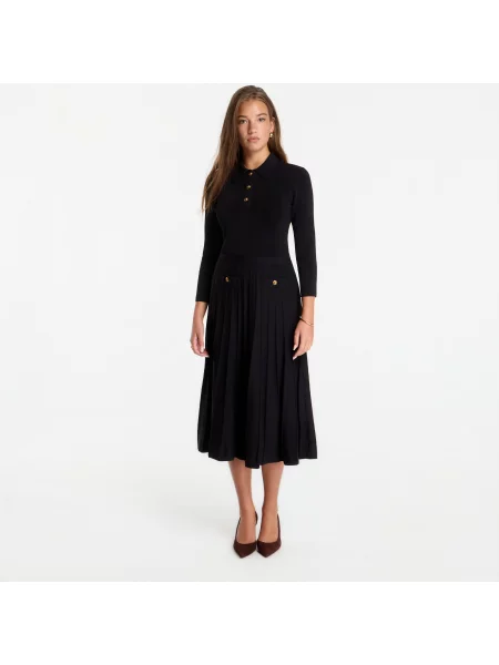 Šaty Michael Kors Polo Flare Midi Dress Black černé