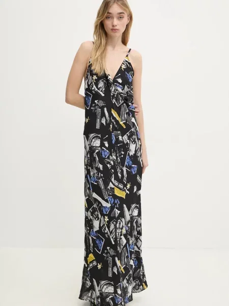 Moschino Jeans sukienka maxi dopasowana czarny