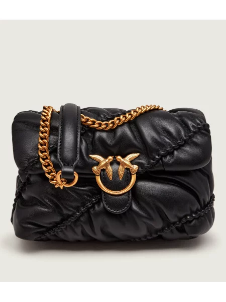 Pinko De piele geantă pe umăr Love Puff Crinckle Mini negru