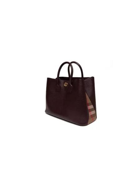 Shopperka Burberry skórzana fioletowa