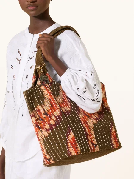 Anokhi Nákupní Taška Cheyenne Large olivová / režná oranžová