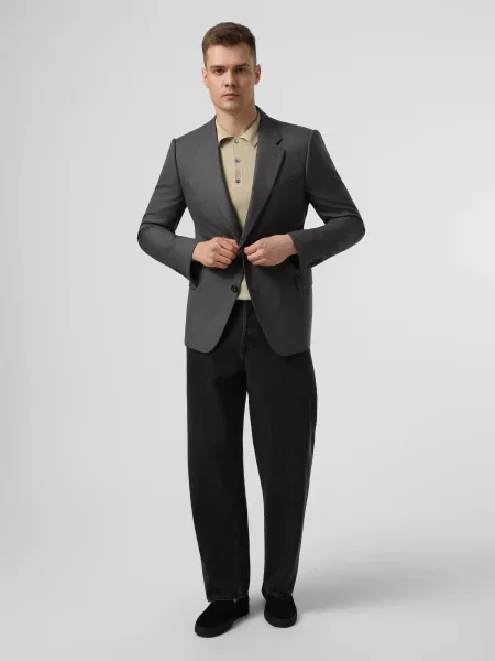 Шерстяной пиджак Emporio Armani серый