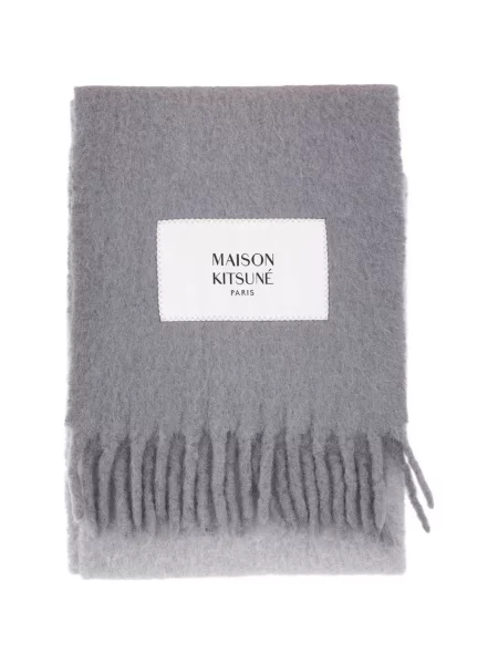 Fular Maison Kitsune cu franjuri gri