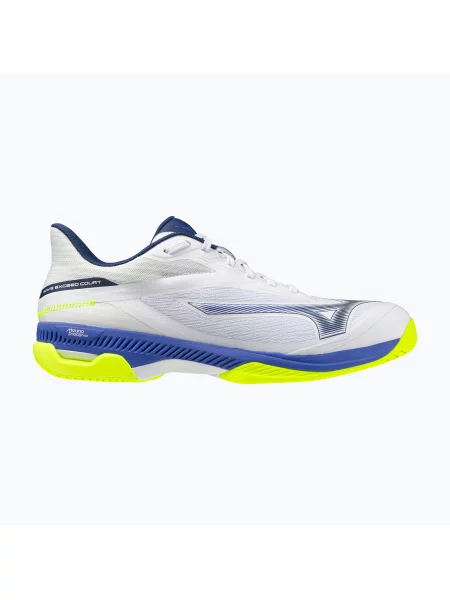 Teniszcipők Mizuno Wave Exceed Court AC white/dazzling blue/lightning. Méret: 41 EU fehér