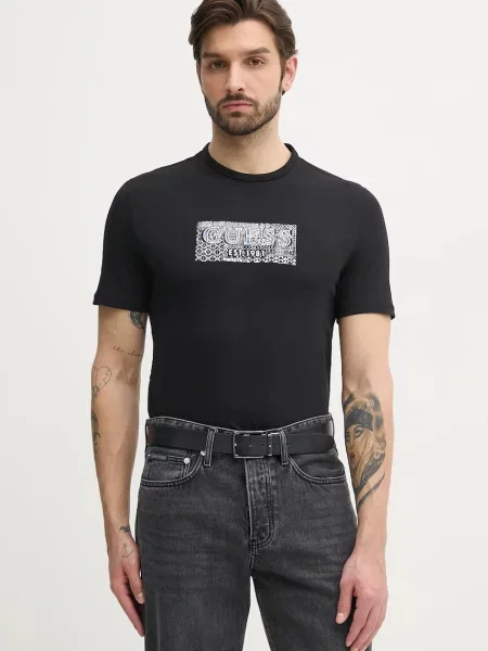 Guess t-shirt z aplikacją czarny