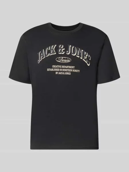 T-shirt o kroju regular fit z czystej bawełny model Denver' Jack & Jones czarna