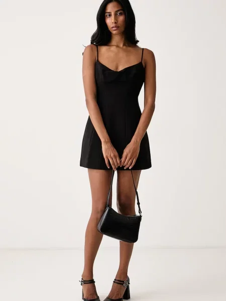 Bardot rochie empire BRANCA negru