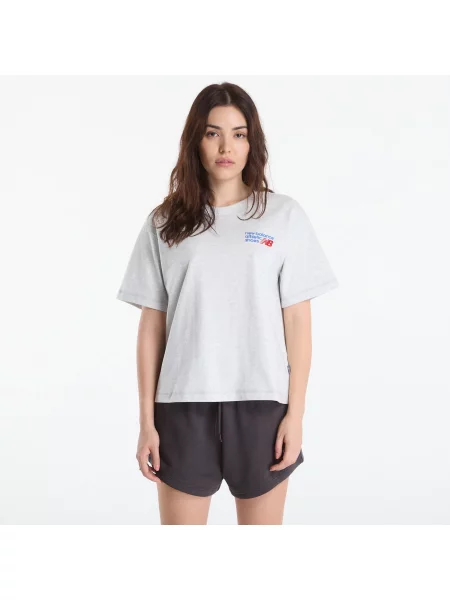 Tričko New Balance Athletics Premium Logo Hip Length Relaxed T-Shirt Ash Heather Multi XS