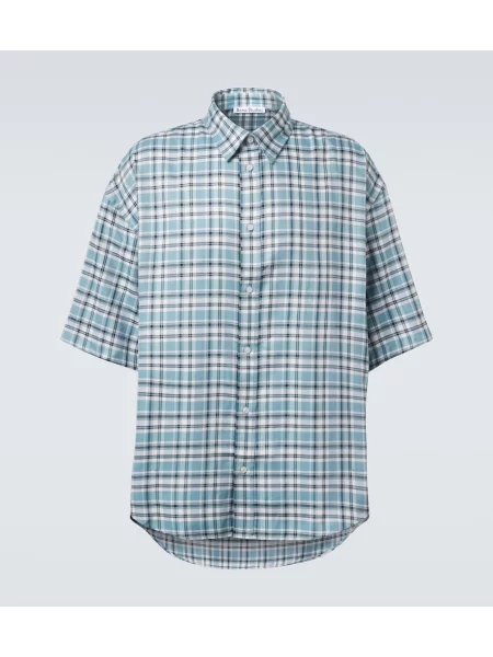 Cămașă Acne Studios în carouri de flanelă albastru
