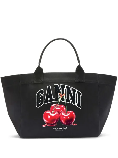 Geantă shopper Ganni negru