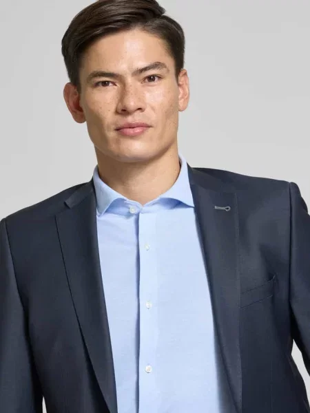 BOSS koszula slim z kołnierzykiem włoskim niebieski