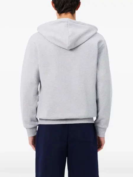 Hanorac cu glugă Lacoste din fleece gri