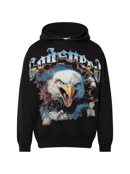 Majica s kapuljačom Godspeed s životinjskim uzorkom crna