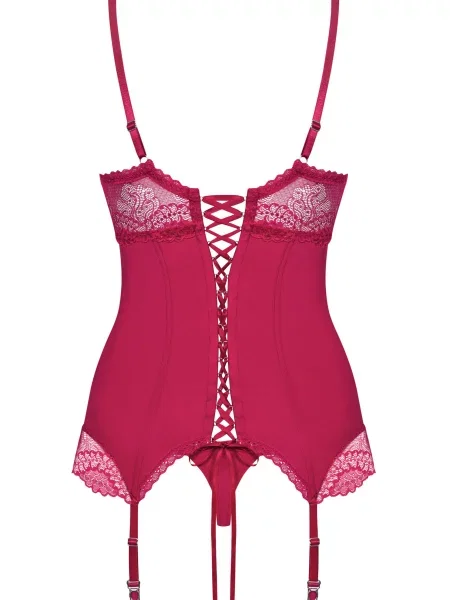 Корсет с уплотненными чашками и трусики стринг Комплект_Obsessive_Rosalyne_corset червоні
