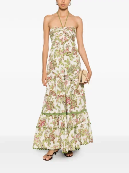 Rochie maxi Philippa 1970 cu model floral cu imagine alb
