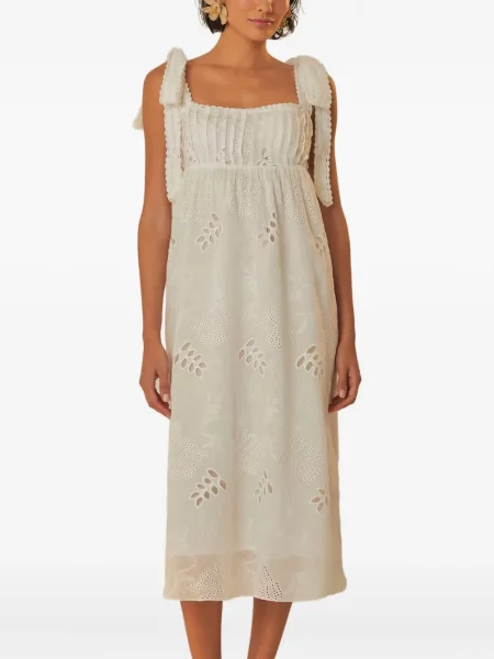 Sukienka midi Farm Rio do kolan garniturowa biała