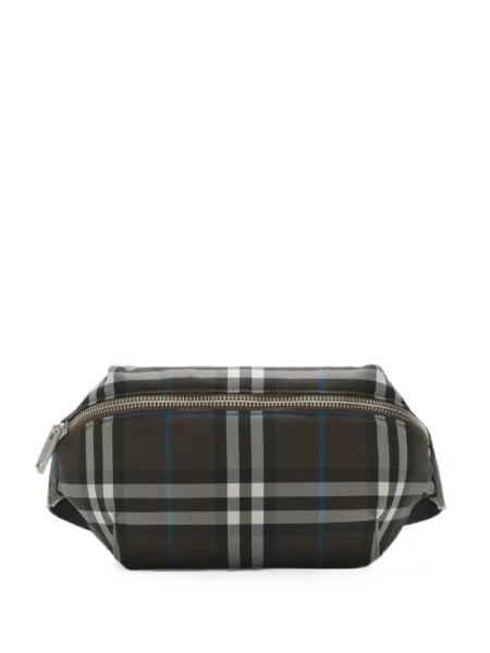Cu centură curea Burberry în carouri maro