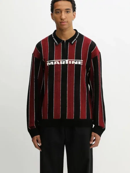 Martine Rose longsleeve Sporty Logo Polo bordowy wzorzysty różowe