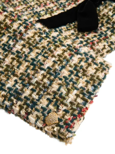 Geacă Valentino Garavani cu funde din tweed verde