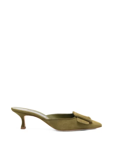 Papuci tip mules Manolo Blahnik cu cataramă verde