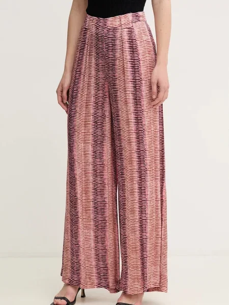 Hoss Intropia pantaloni femei drept high waist roz