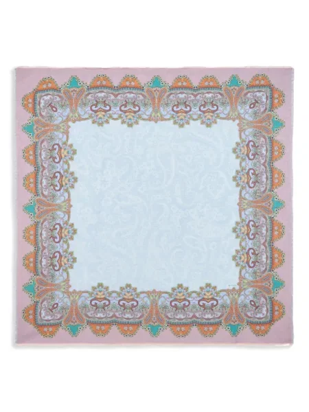 Fular Etro cu imagine cu model paisley albastru