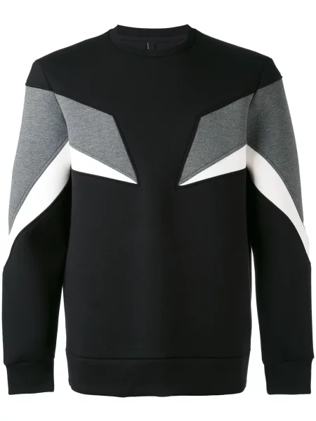 Hanorac Neil Barrett cu imprimeu geometric negru