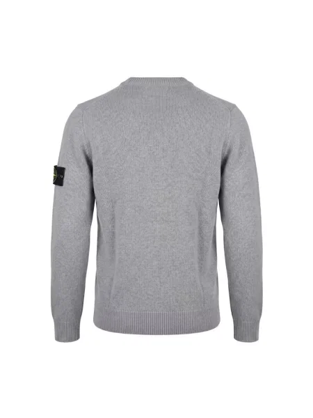 Sweter Stone Island wełniany z okrągłym dekoltem z kamieniami niebieski