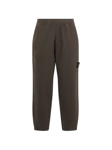 Pantaloni Stone Island din fleece cu strasuri alergare maro