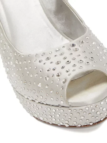Pantofi cu toc Loriblu de cristal argintiu