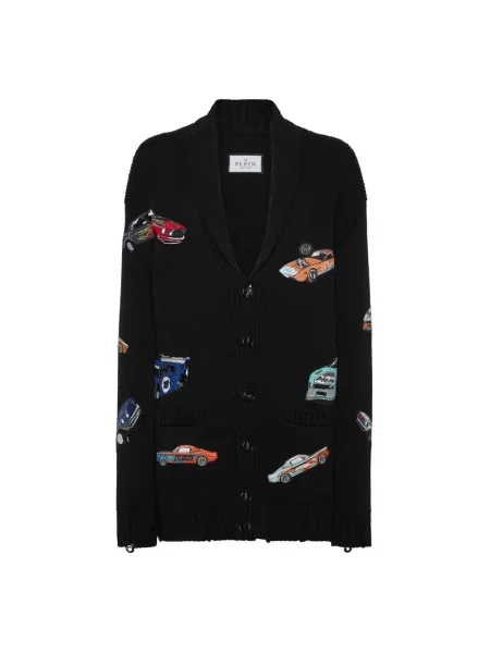 Dzianinowy kardigan Philipp Plein czarny
