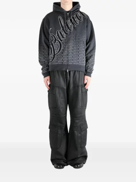 Hanorac cu glugă Balenciaga cu autograf negru