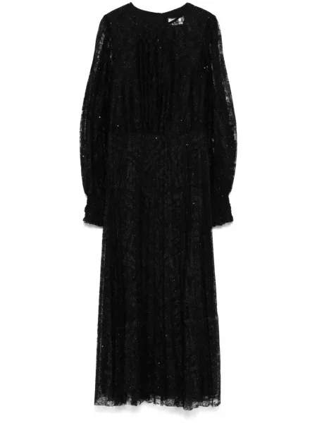 Rochie midi Nissa cu model floral din dantelă negru