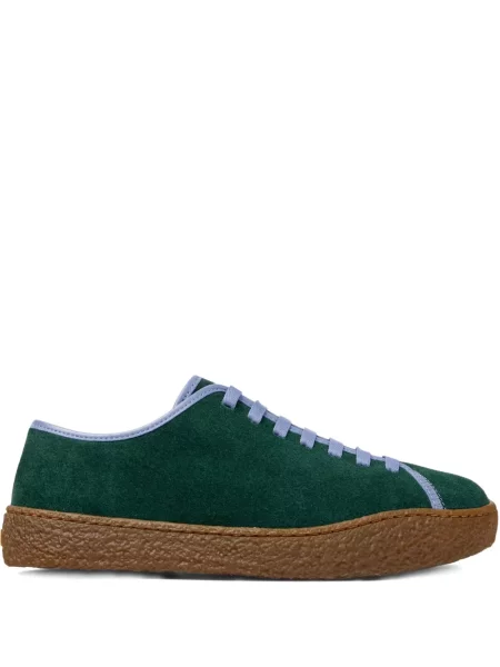 Sneakerși Camper cu șireturi din piele de căprioară verde