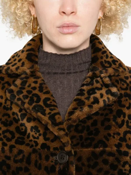 Palton Salvatore Santoro cu imagine cu model leopard maro