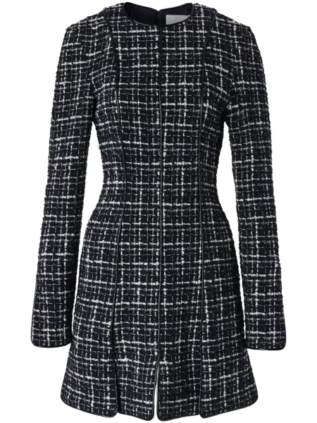 Rochie mini Genny în carouri din tweed de costum negru