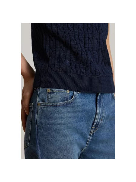 Koszulka polo o kroju regular fit z tkanego materiału – mieszanka bawełny Lauren Ralph Lauren niebieska