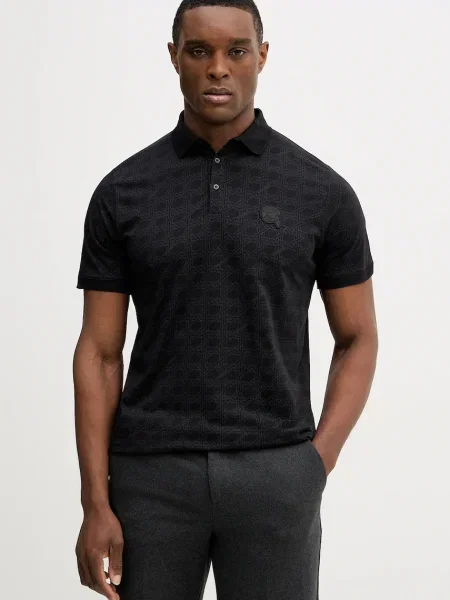Bombažen polo Karl Lagerfeld črna