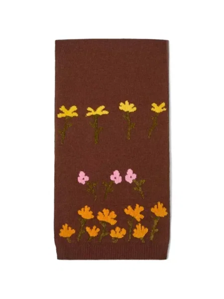 Fular I Blues cu model floral tricotate maro