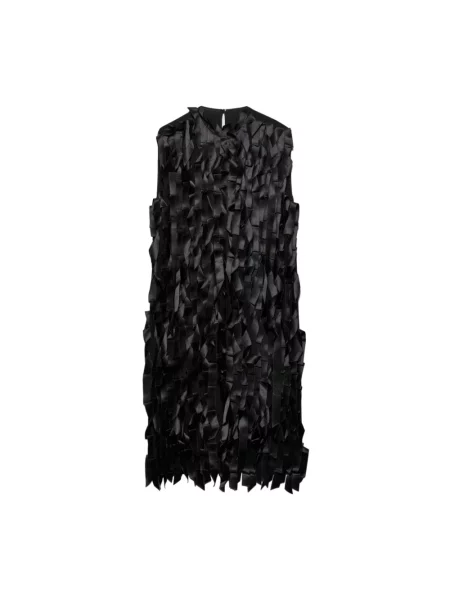 Satynowa sukienka Prada z kokardką czarna